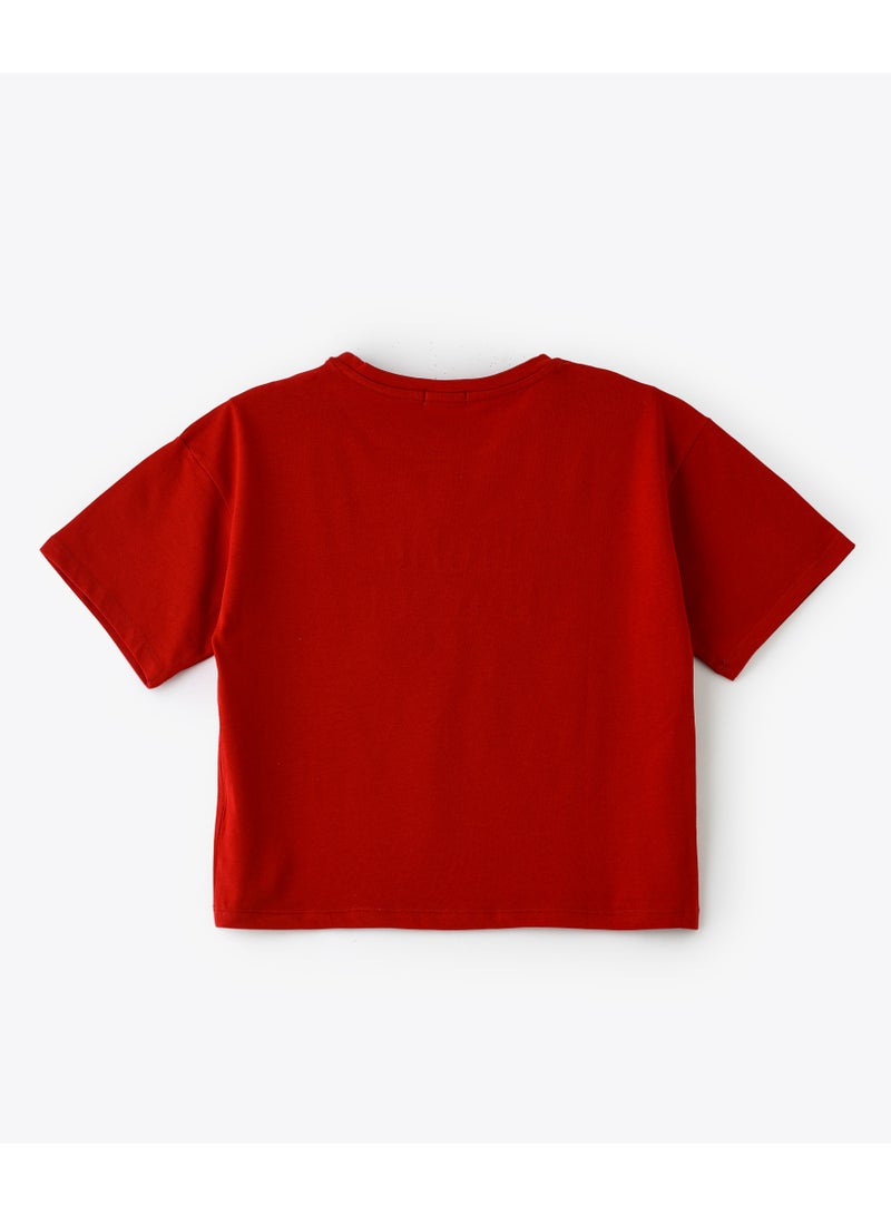 Jelliene Girls Red "Hello Sunset" Graphic T-Shirt - Image 2